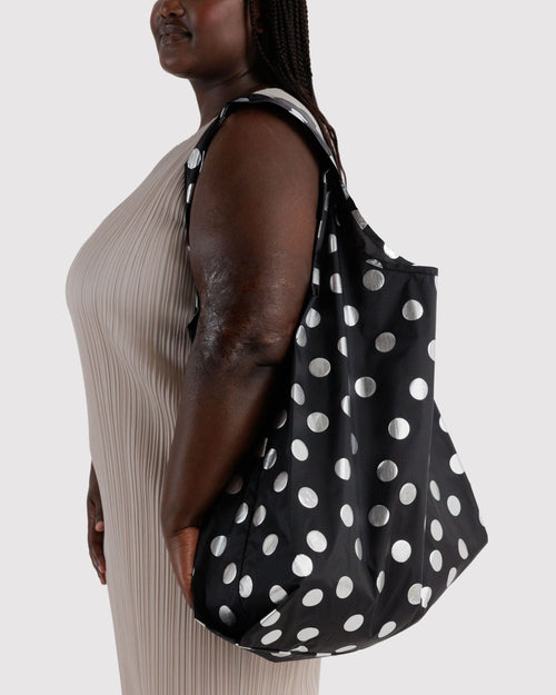 Baggu | Big Baggu Shopping Tote - Silver Metallic Polka Dot