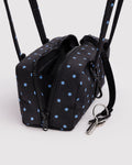 Baggu | Small Nylon Bowler Bag - Black and Sky Blue Micro Dot