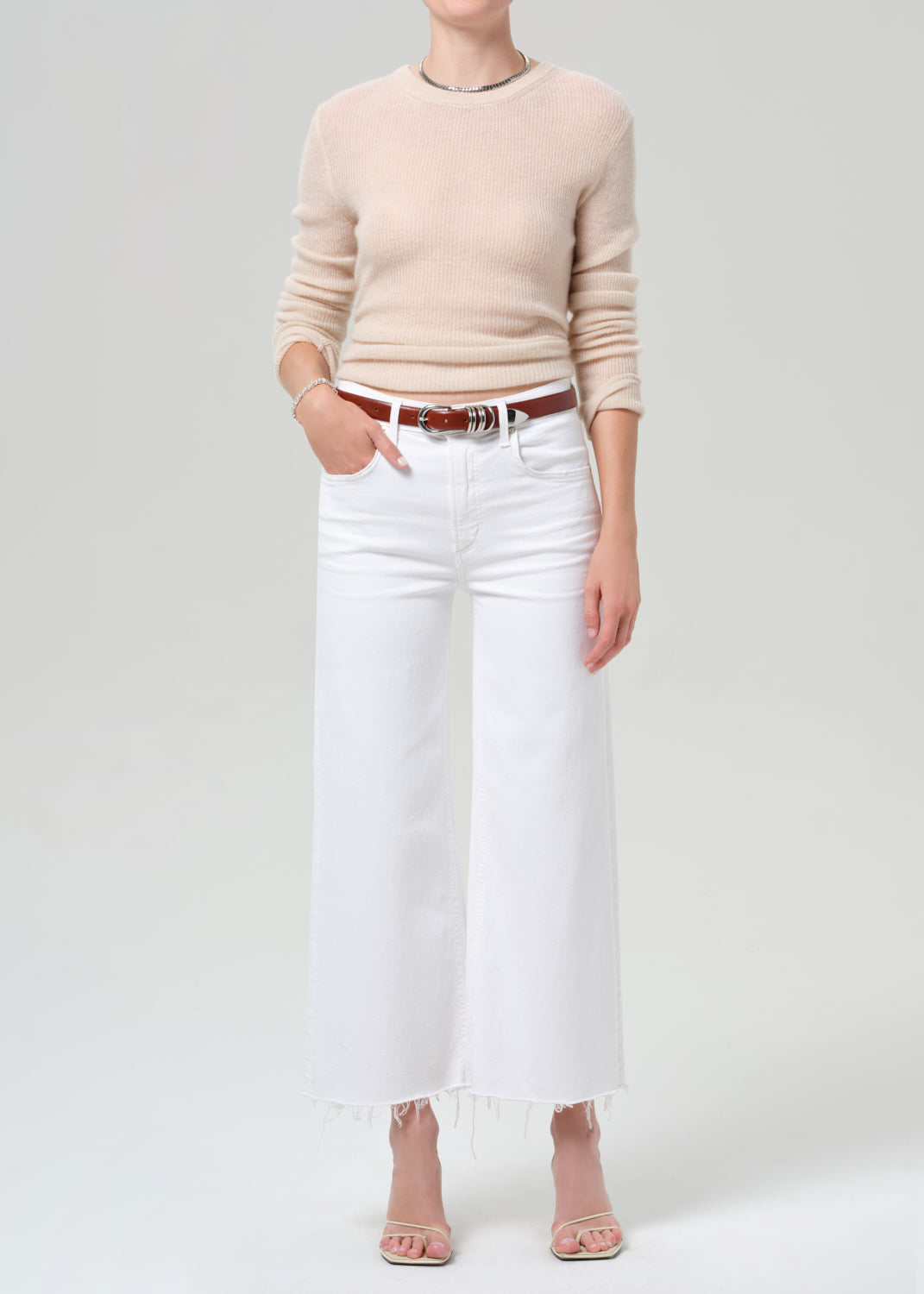 Citizens of Humanity | Lyra Wide Leg Crop Raw Hem - Soft White