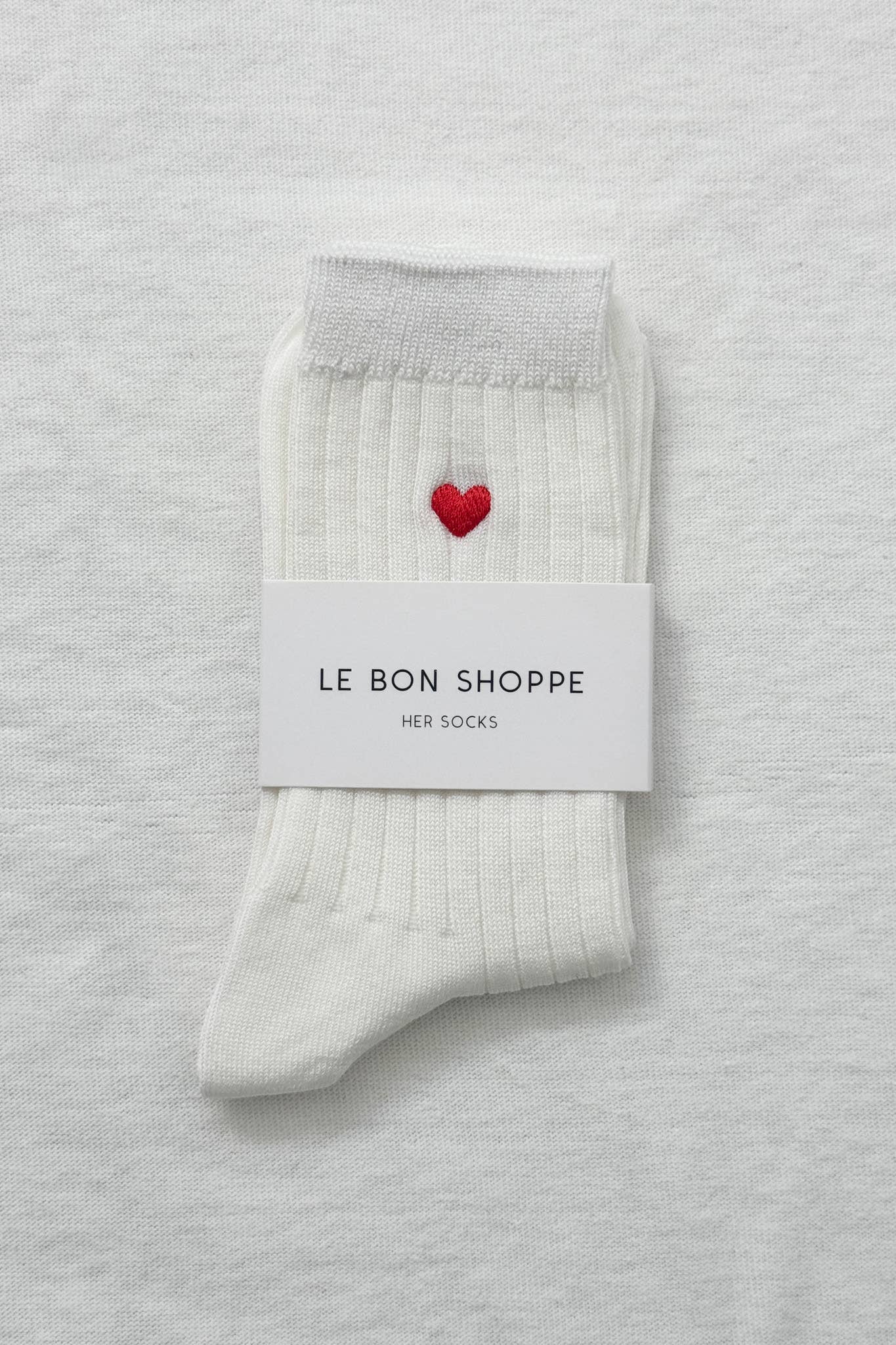 Le Bon Shoppe | Embroidered Her Socks - Classic White + Heart