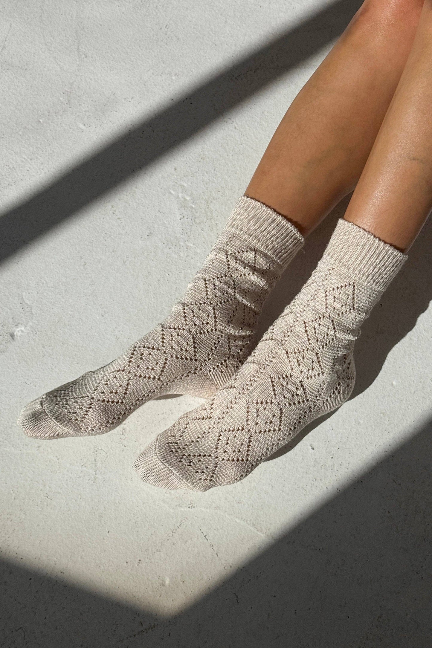 Le Bon Shoppe | Modal Eyelet Socks - Oyster