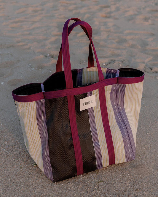 Yerse | Striped Beach Shopper Bag - Fuscia
