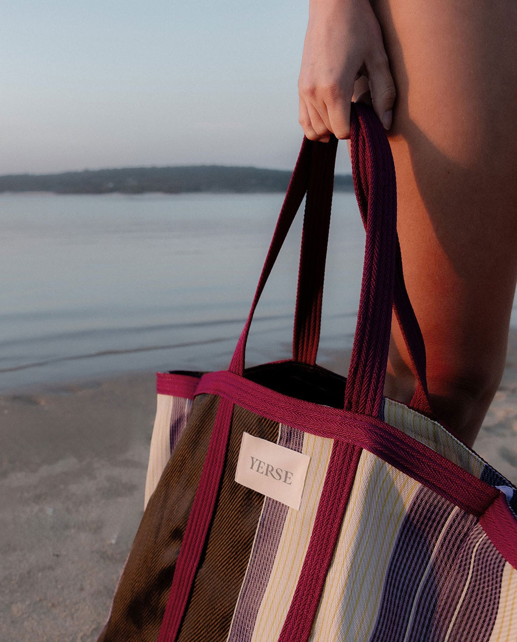 Yerse | Striped Beach Shopper Bag - Fuscia