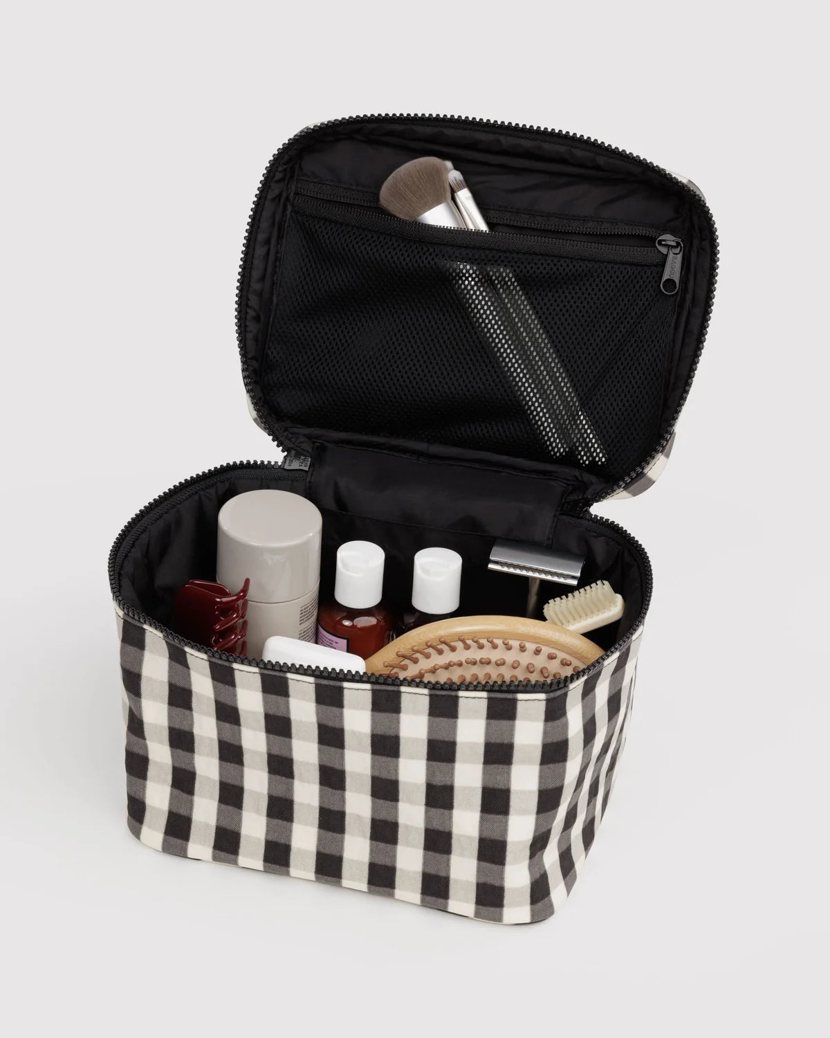 Baggu | Large Cosmetic Case - Black and Cream Gingham