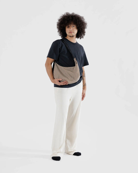 Baggu | Medium Nylon Crescent Bag - Brown Stripe