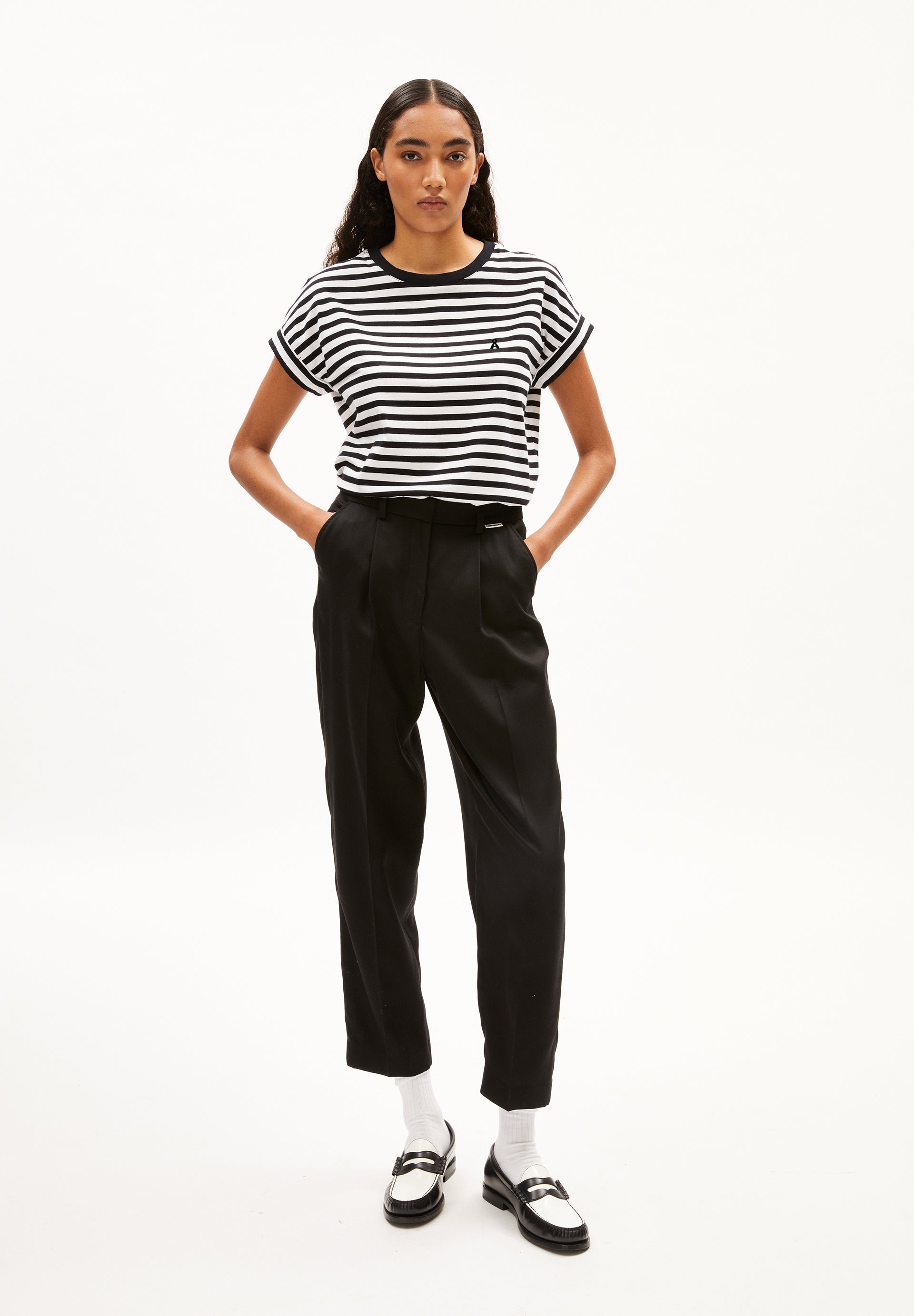 ARMEDANGELS | Idaara Stripes Tee - White/Black