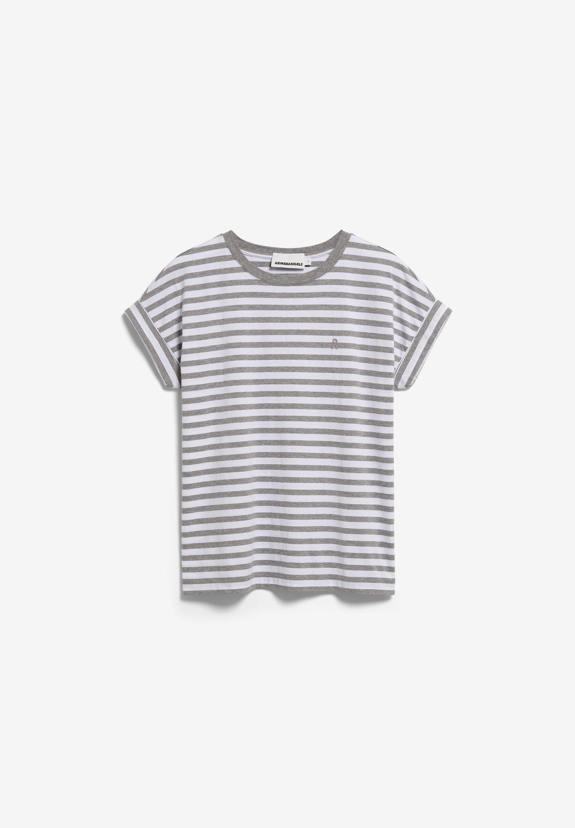 ARMEDANGELS | Idaara Stripes - White + Silver Melange