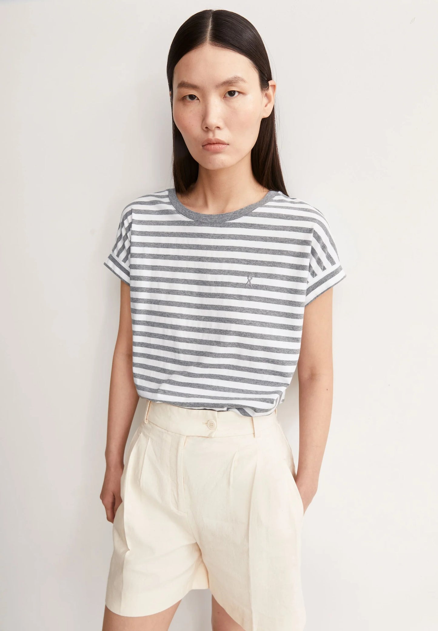 ARMEDANGELS | Idaara Stripes - White + Silver Melange