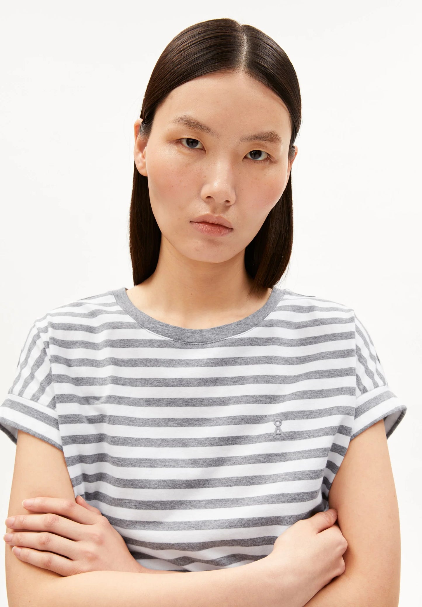 ARMEDANGELS | Idaara Stripes - White + Silver Melange