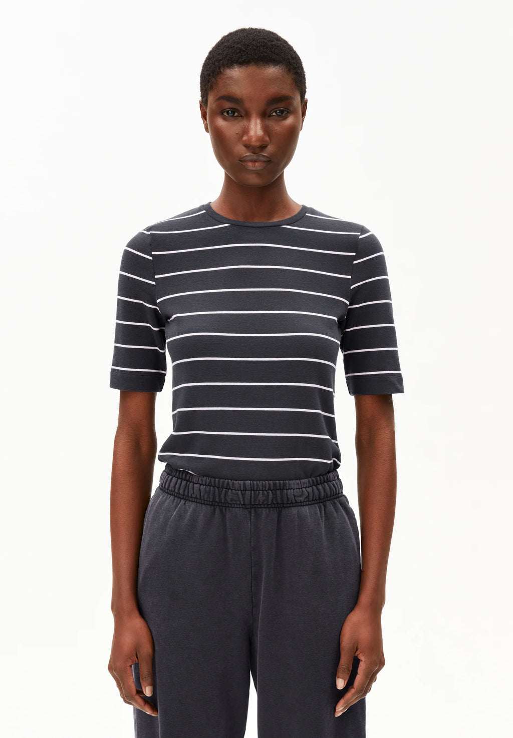 ARMEDANGELS | Jaanisara Fine Stripes Shirts -  Dark Steel/Oatmilk