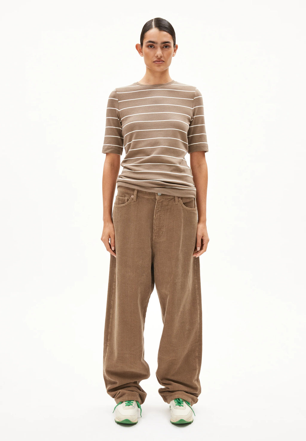 ARMEDANGELS | Jaanisara Fine Stripes Shirts -  Walnut Cream-Oatmilk