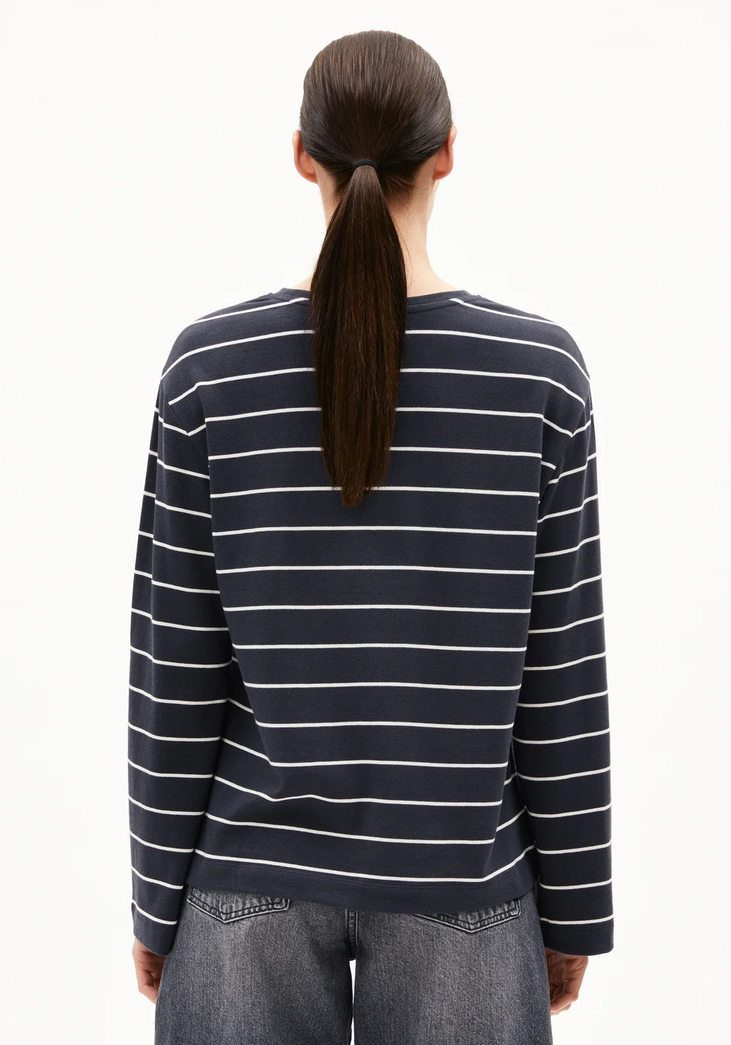 ARMEDANGELS | Marynaa Fine Striped Shirt - Dark Steel / Oatmilk
