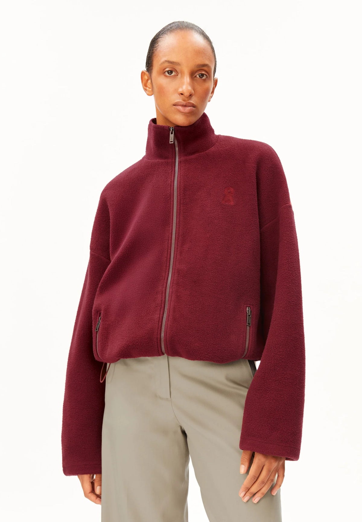 ARMEDANGELS | 100% Organic Cotton Fleece Jacket - Velvet Red