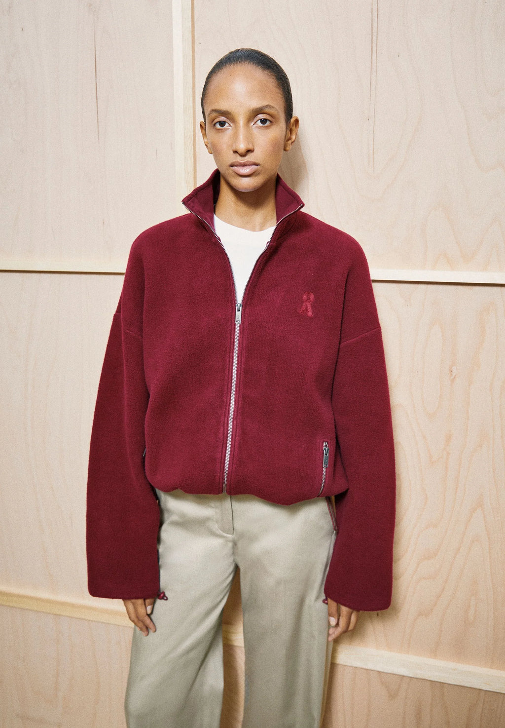 ARMEDANGELS | 100% Organic Cotton Fleece Jacket - Velvet Red
