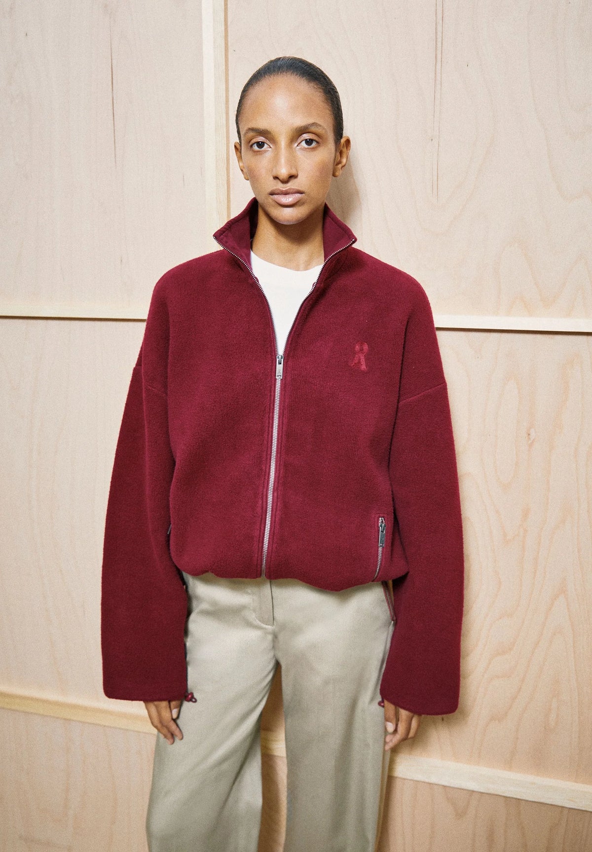 ARMEDANGELS | 100% Organic Cotton Fleece Jacket - Velvet Red