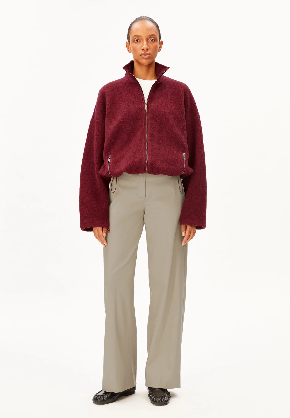 ARMEDANGELS | 100% Organic Cotton Fleece Jacket - Velvet Red