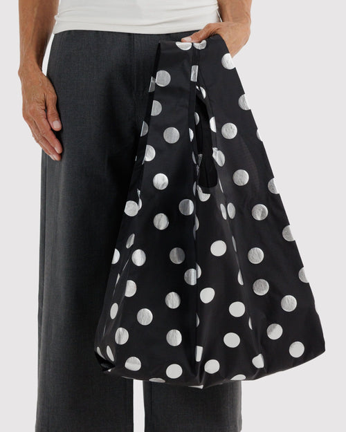 Baggu | Standard Shopping Tote - Silver Metallic Polka Dot
