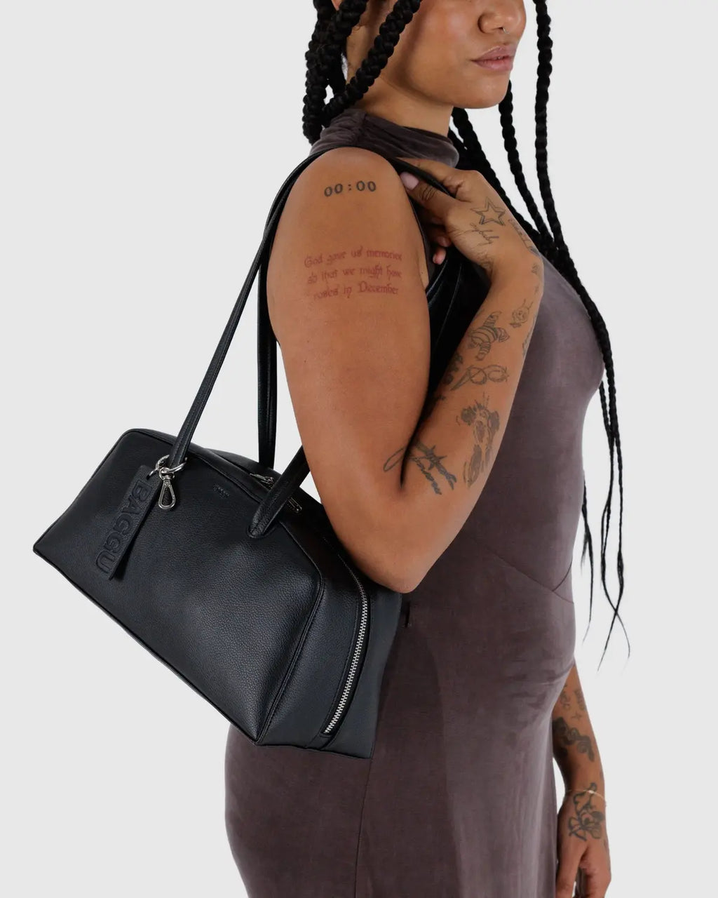 Baggu | Recycled Leather Bowler Bag - Black