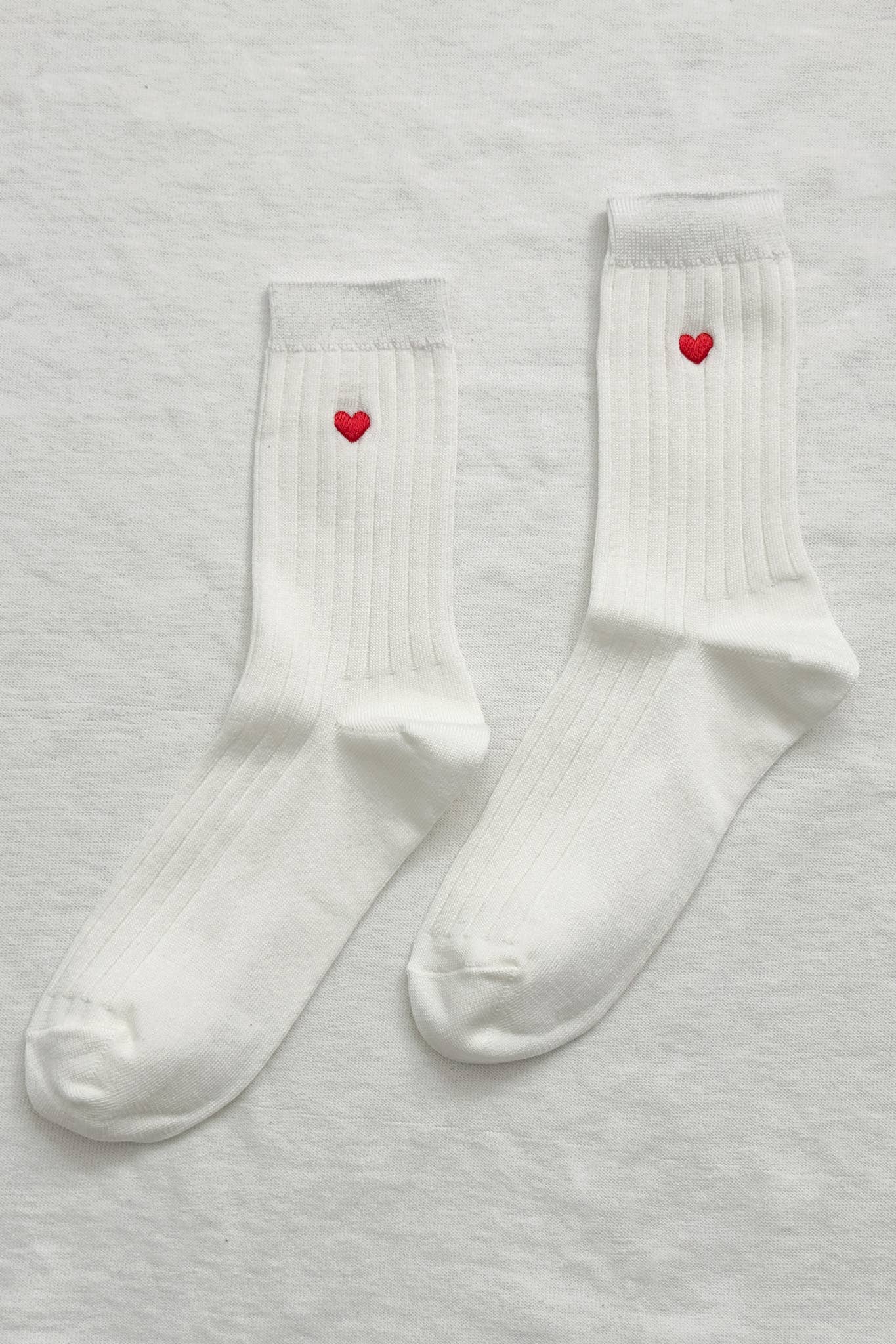 Le Bon Shoppe | Embroidered Her Socks - Classic White + Heart