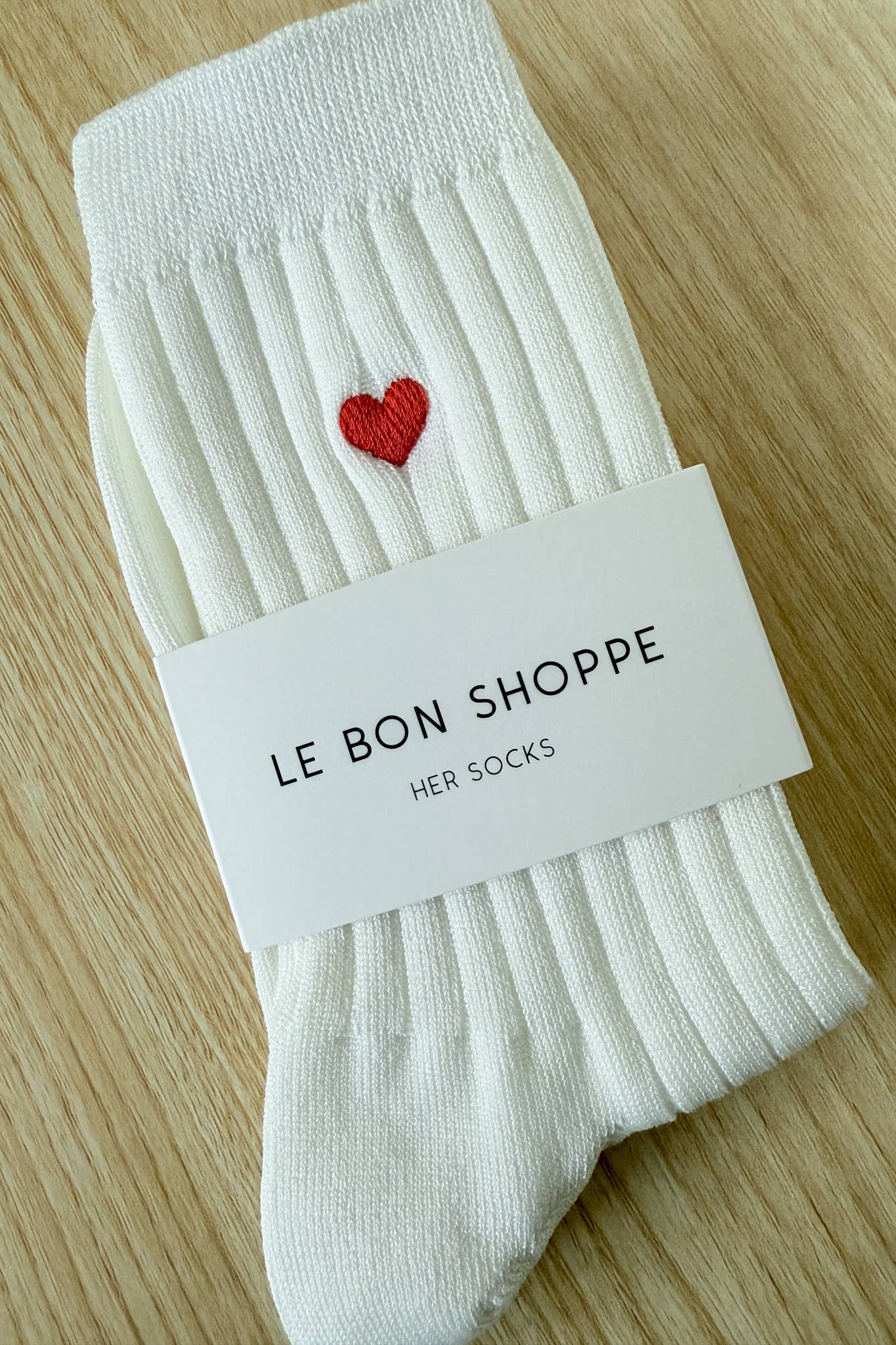 Le Bon Shoppe | Embroidered Her Socks - Classic White + Heart