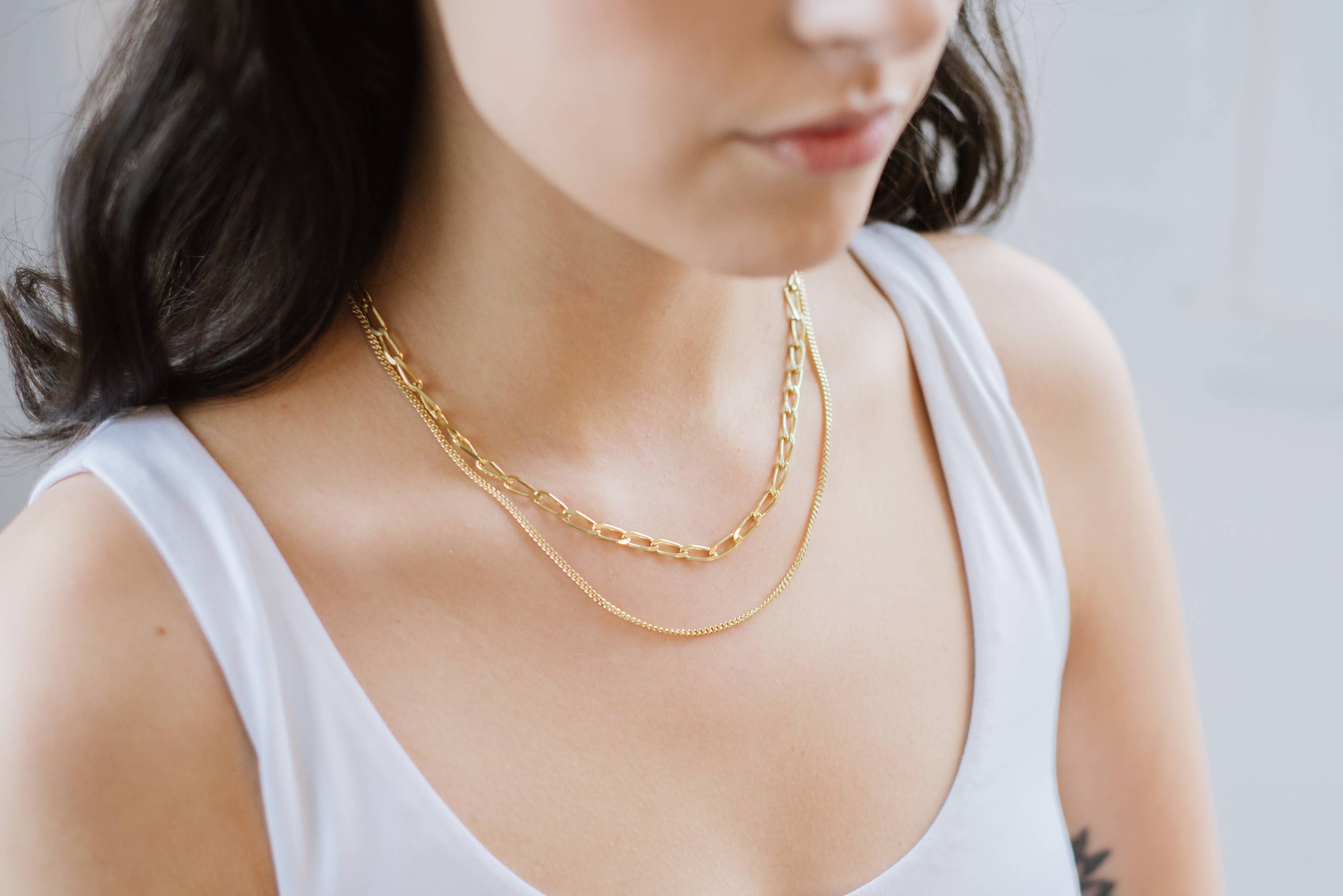 Kara Yoo | Thin Curb Necklace - Gold
