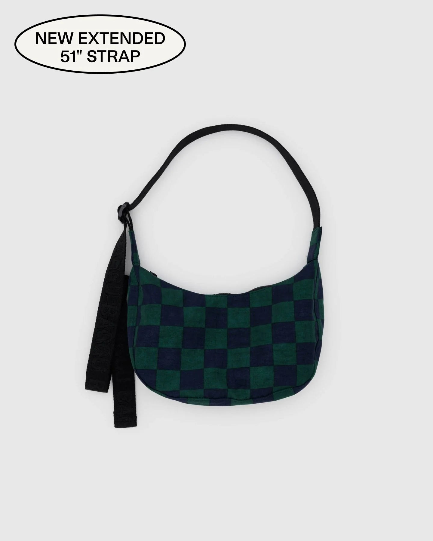 Baggu | Small Nylon Crescent Bag - Navy Green Check