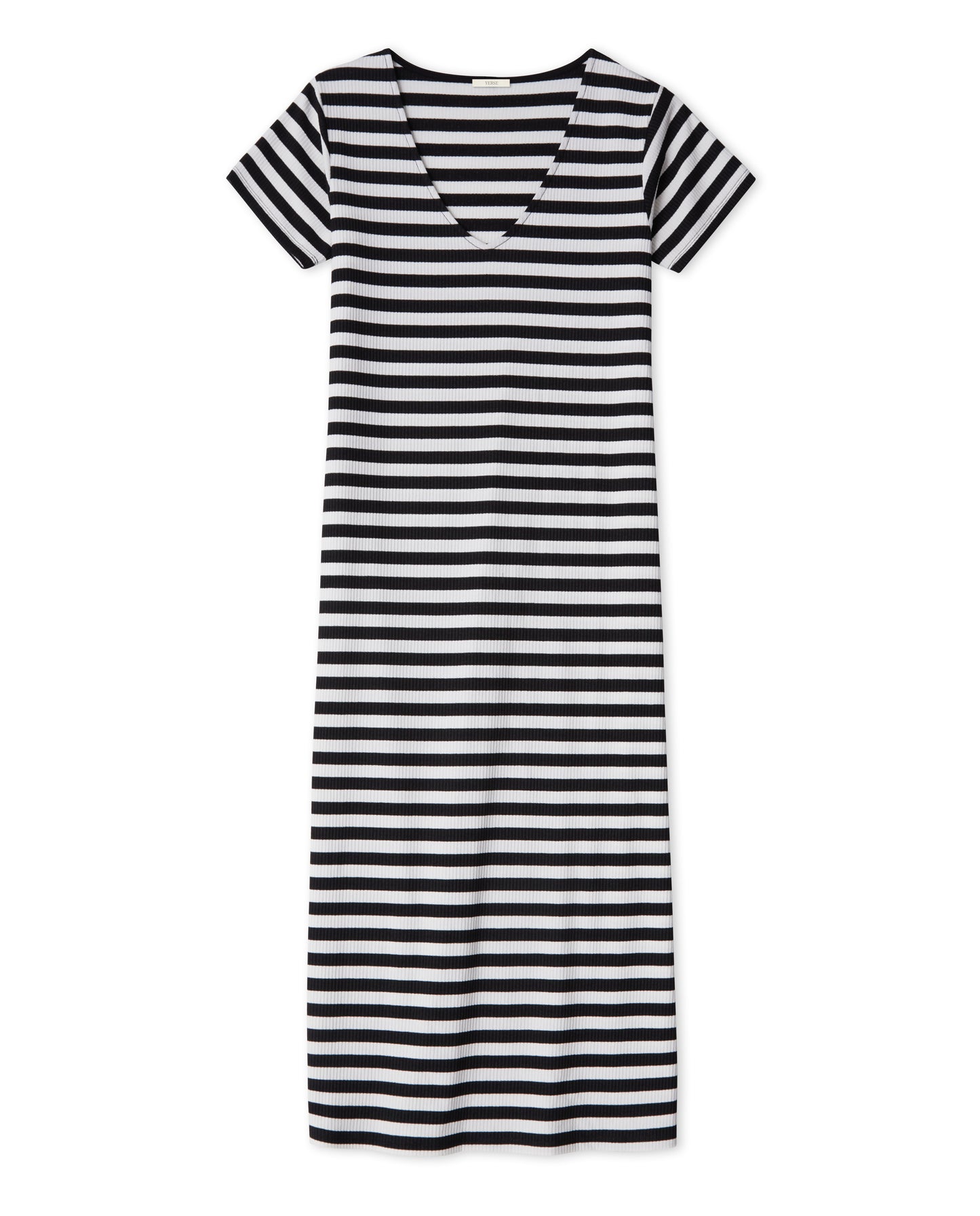 Yerse | Ecru & Black stripe Dress
