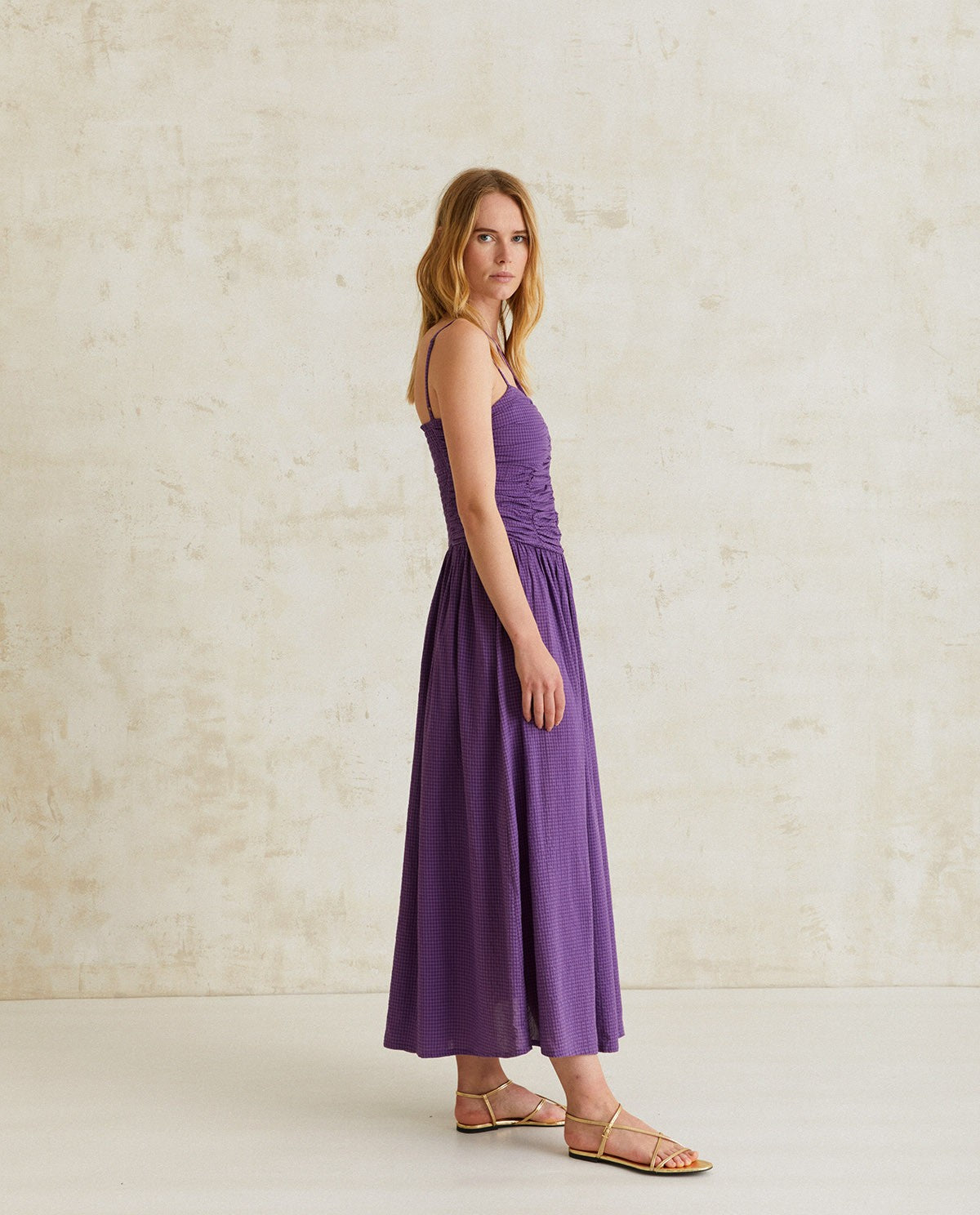 Yerse | Long Draped Dress - Purple