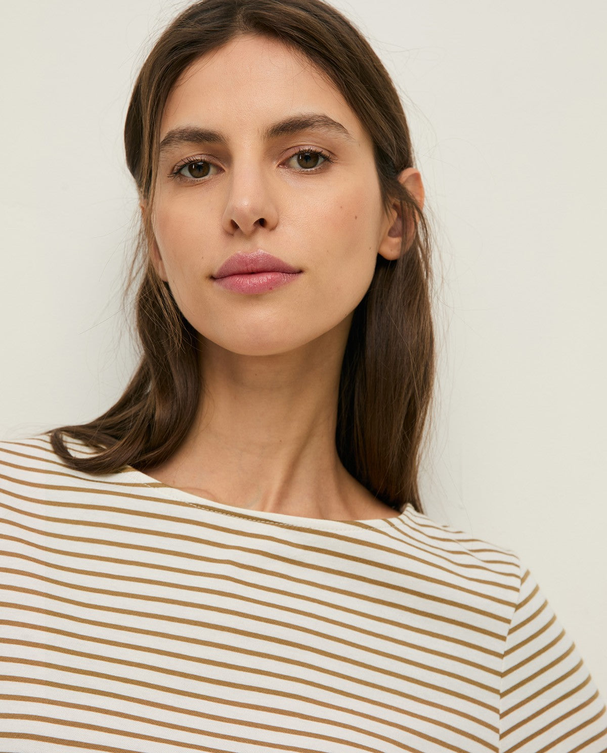 Yerse | Striped Basic Tee Boat Neck - Hunter Green