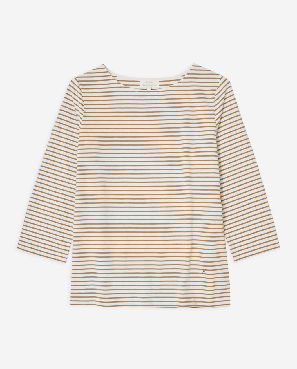 Yerse | Striped Basic Tee Boat Neck - Hunter Green