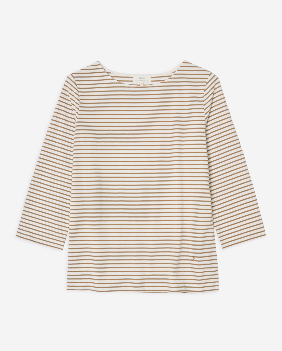 Yerse | Striped Basic Tee Boat Neck - Hunter Green
