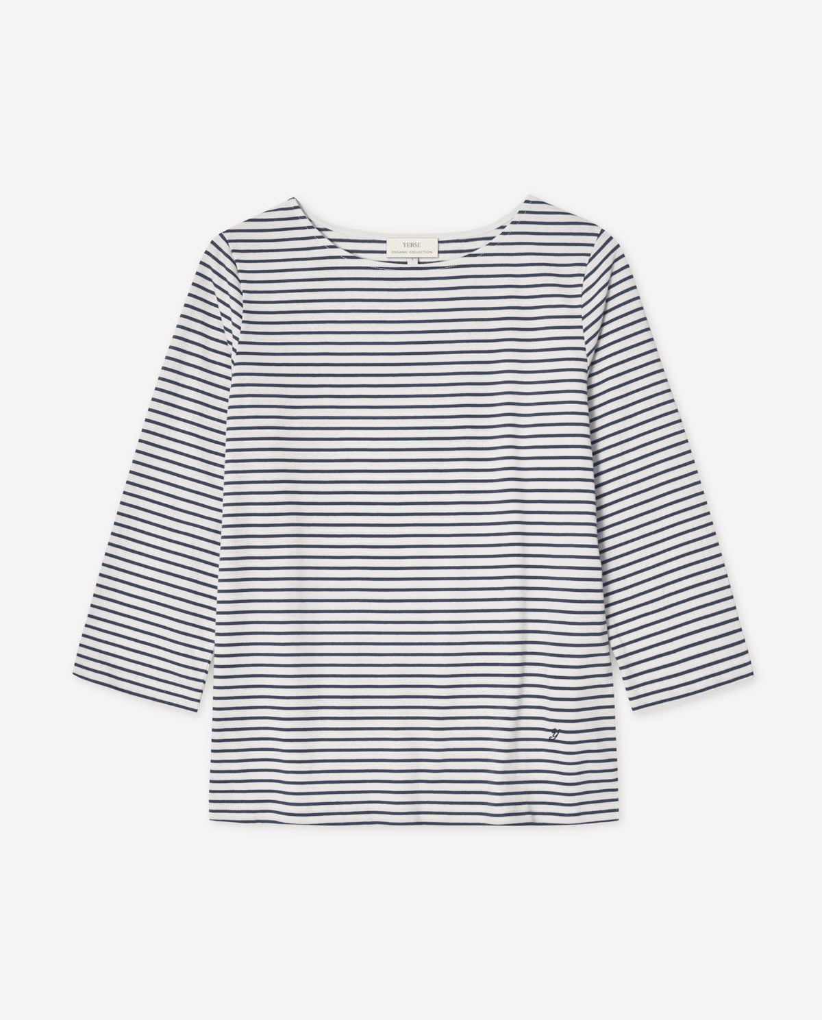 Yerse | Striped Basic Tee Boat Neck - Navy