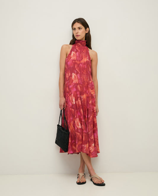 Yerse | Long Halter Dress with Bow - Red