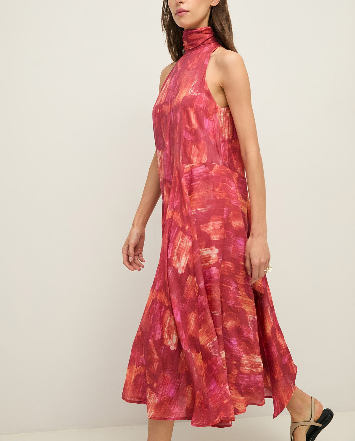 Yerse | Long Halter Dress with Bow - Red