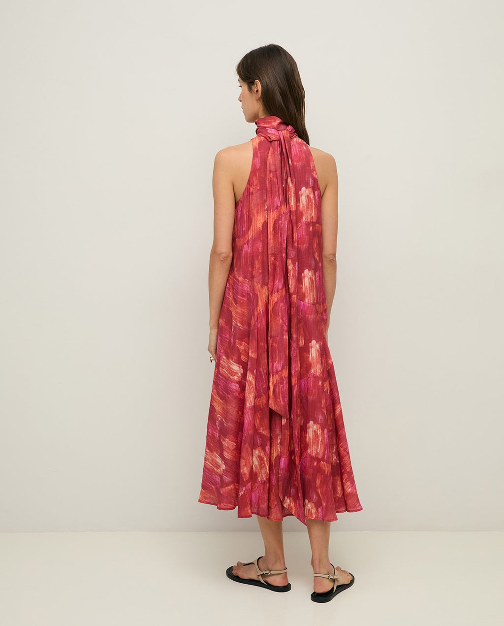 Yerse | Long Halter Dress with Bow - Red