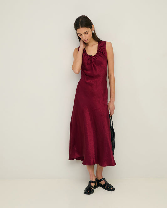 Yerse | Scoop Neck Dress - Raspberry