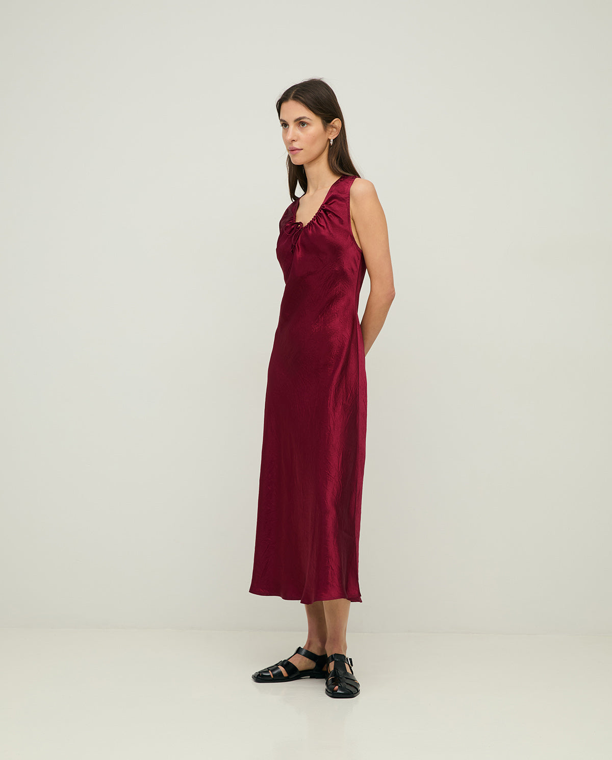 Yerse | Scoop Neck Dress - Raspberry