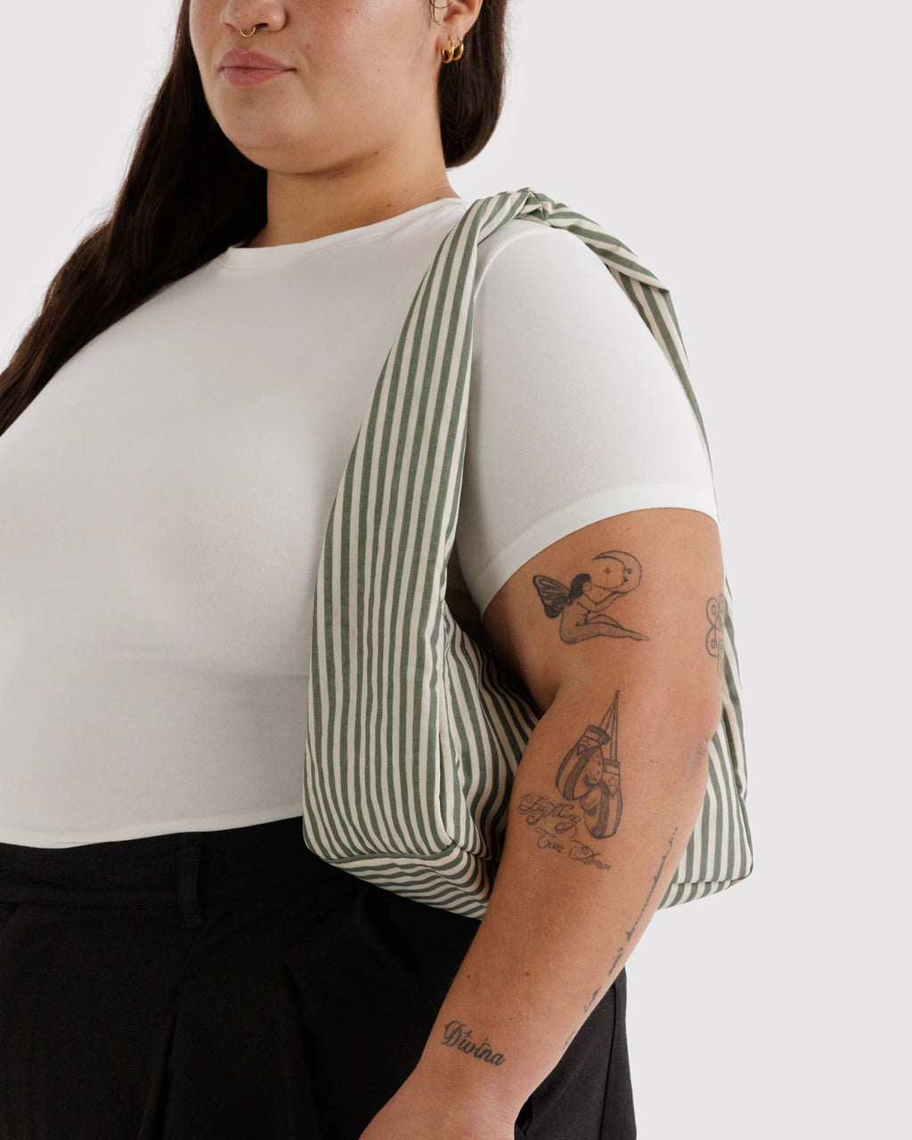 Baggu | Small Nylon Meringue Bag - Sage Stripe
