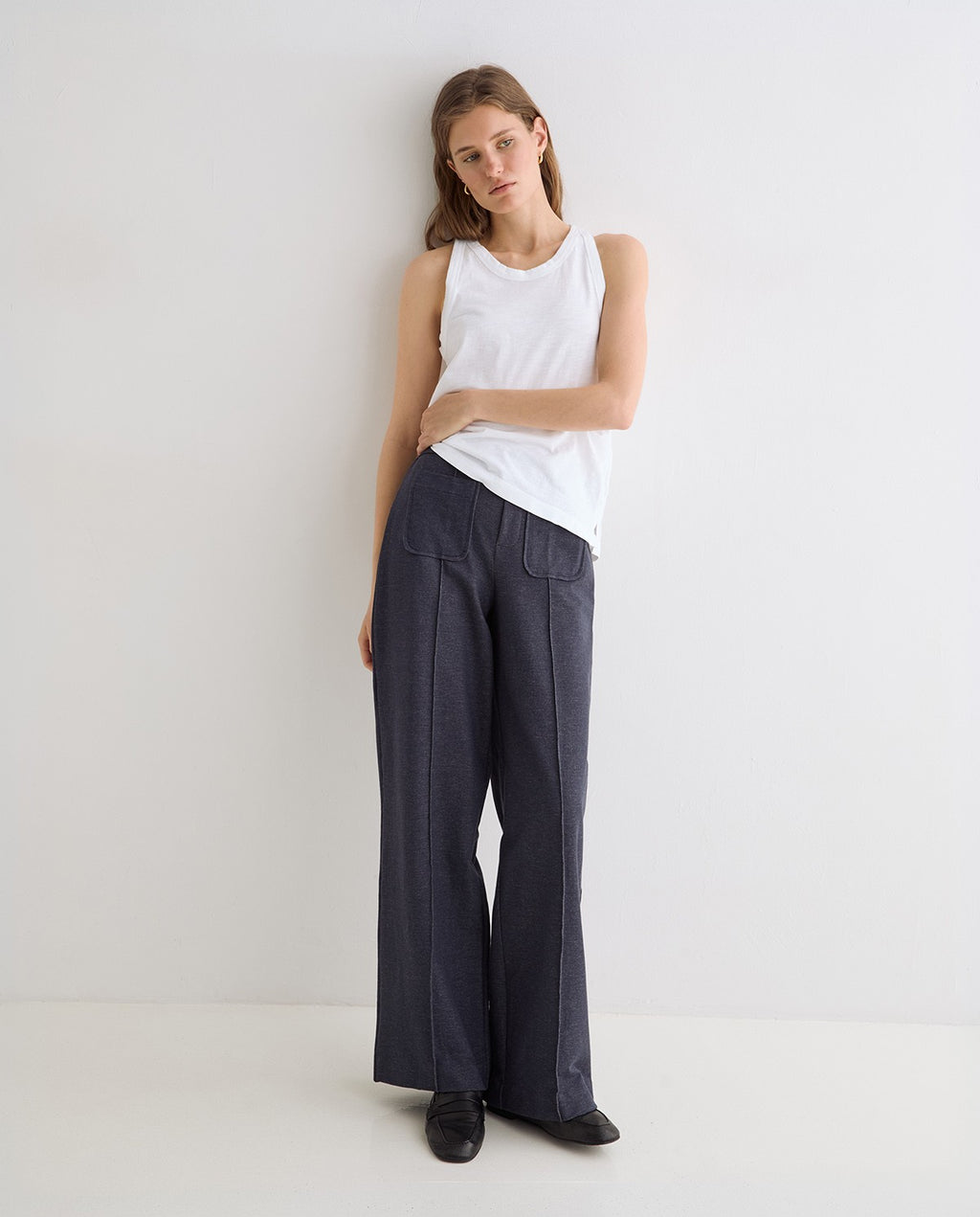 Yerse | Denim-Effect Knit Trousers - Indigo