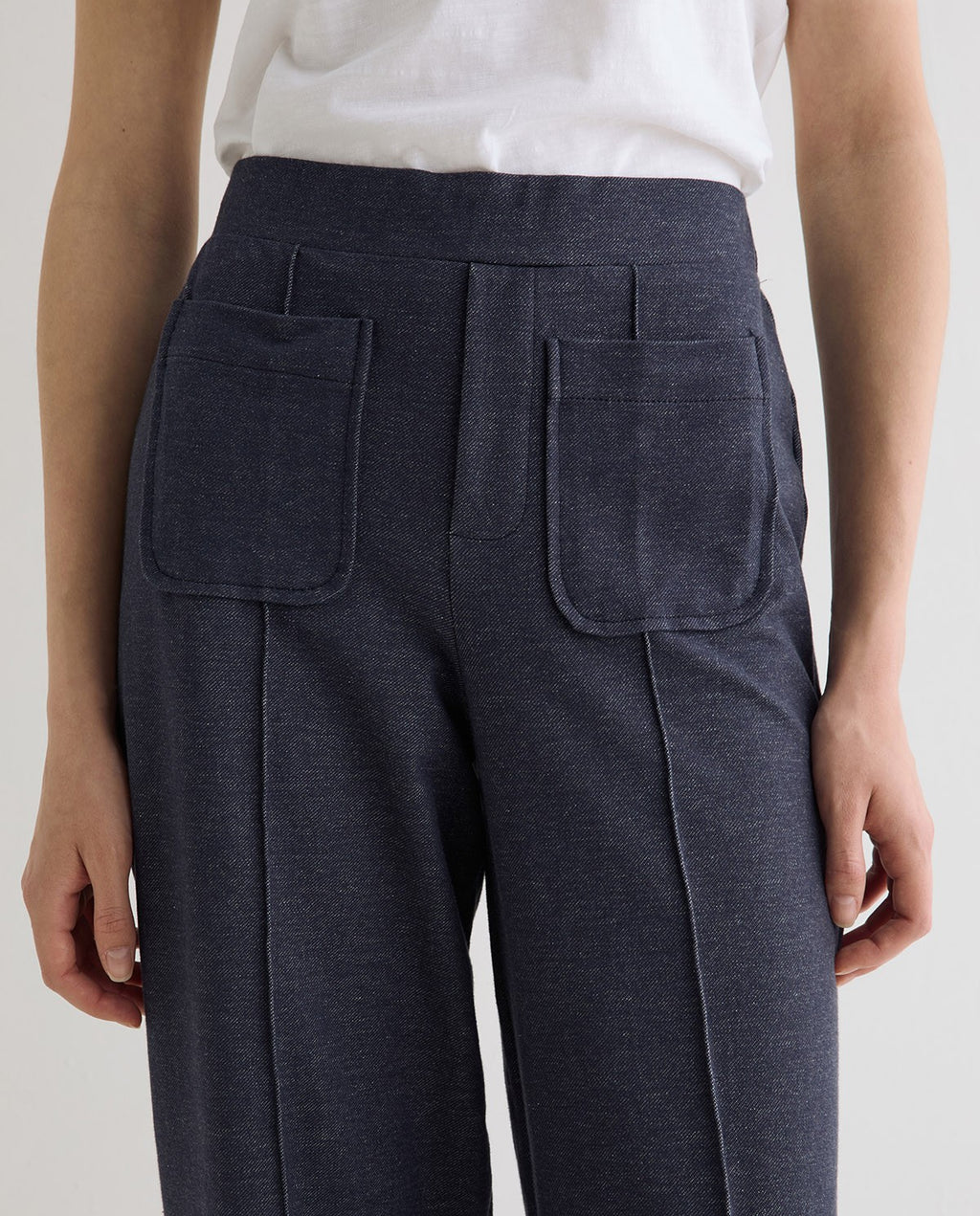 Yerse | Denim-Effect Knit Trousers - Indigo