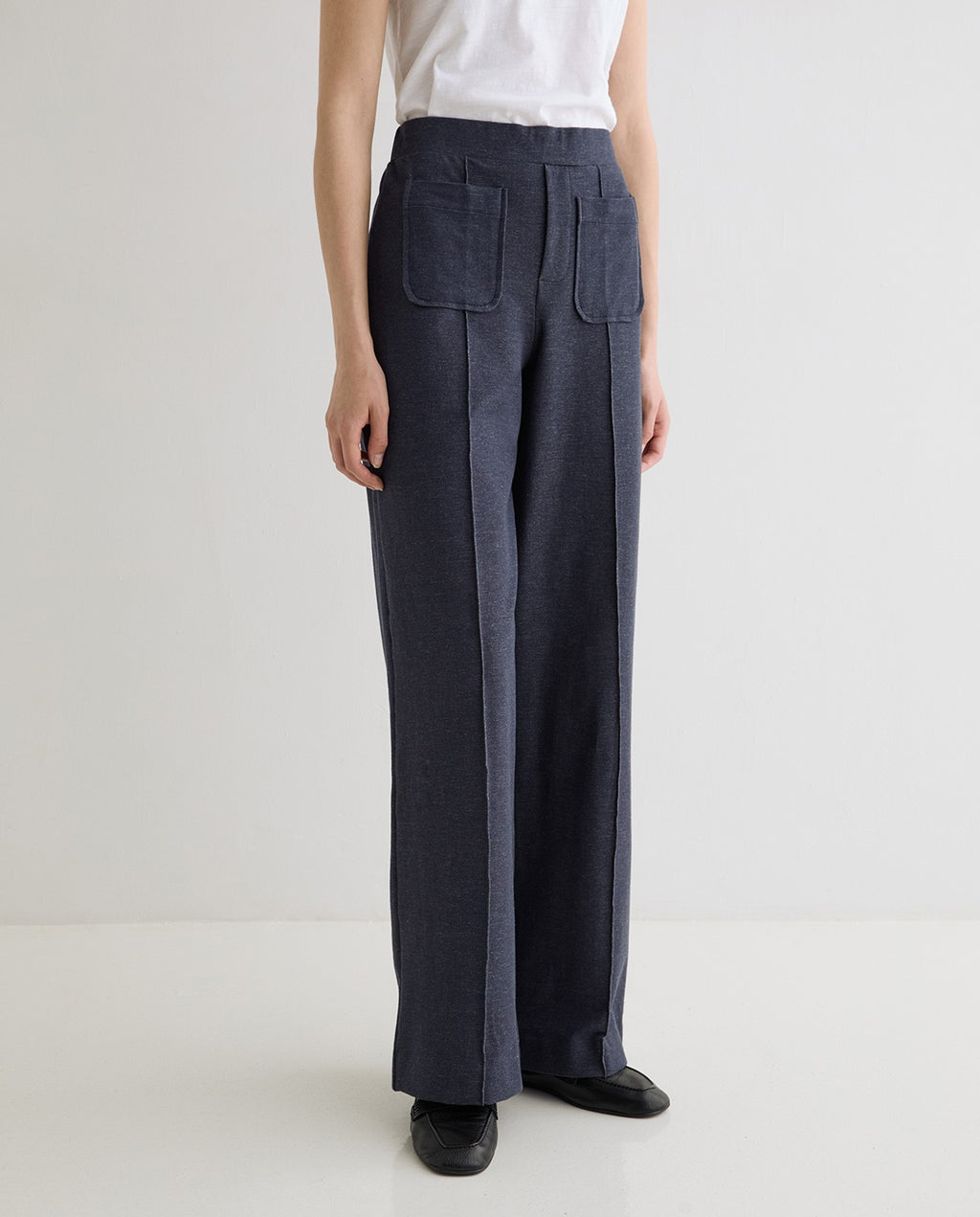 Yerse | Denim-Effect Knit Trousers - Indigo