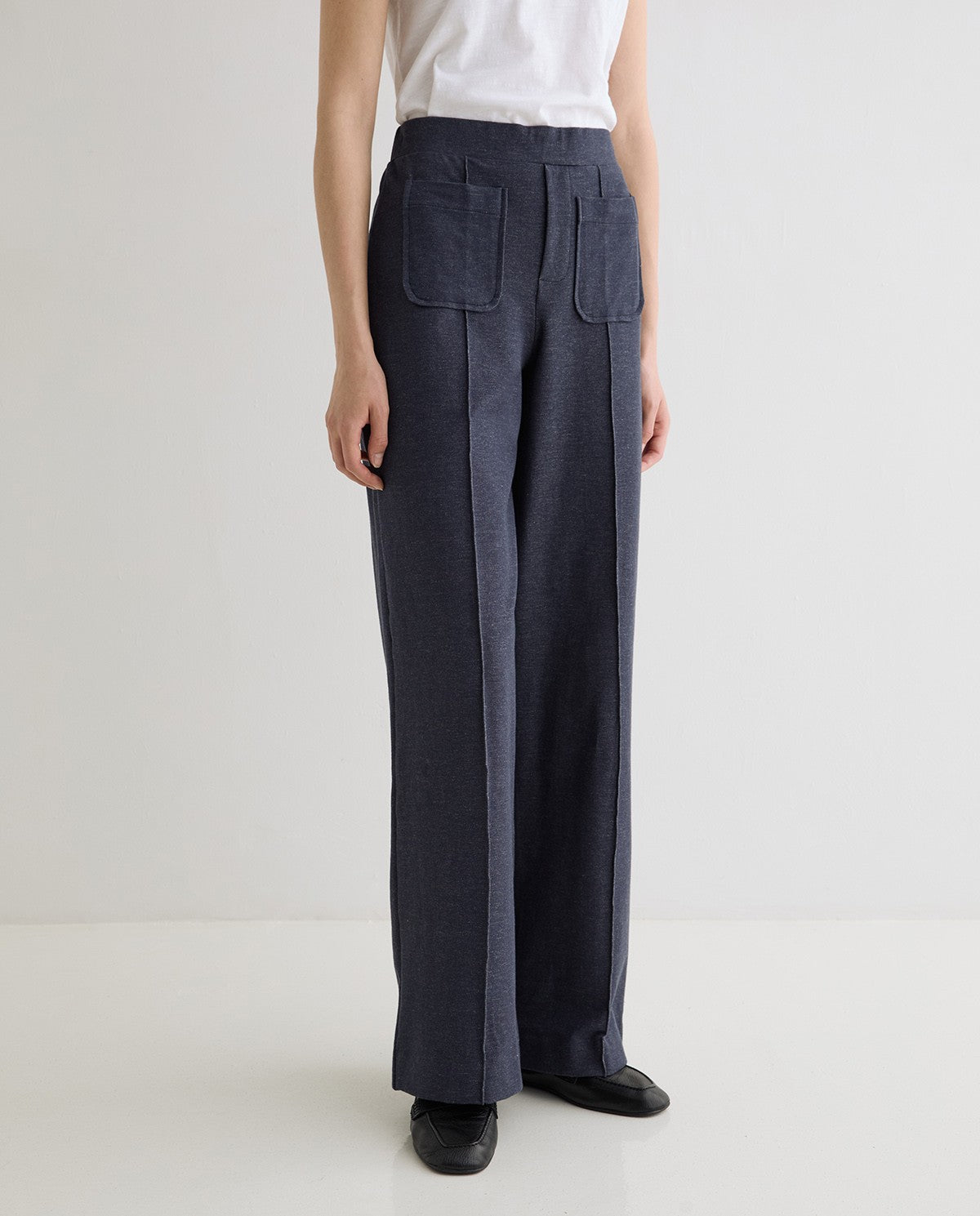 Yerse | Denim-Effect Knit Trousers - Indigo
