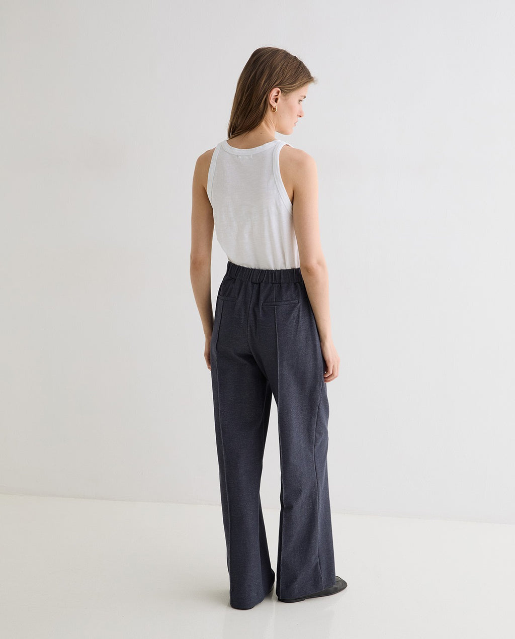 Yerse | Denim-Effect Knit Trousers - Indigo