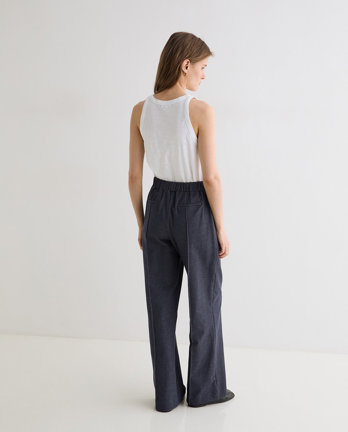 Yerse | Denim-Effect Knit Trousers - Indigo