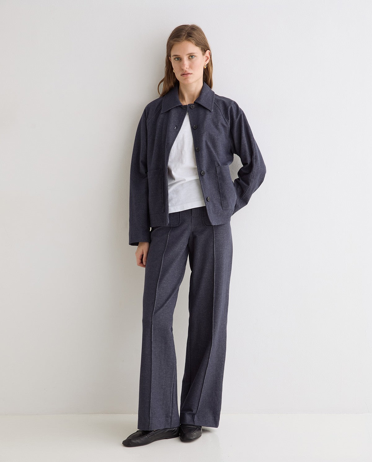 Yerse | Denim-Effect Knit Trousers - Indigo