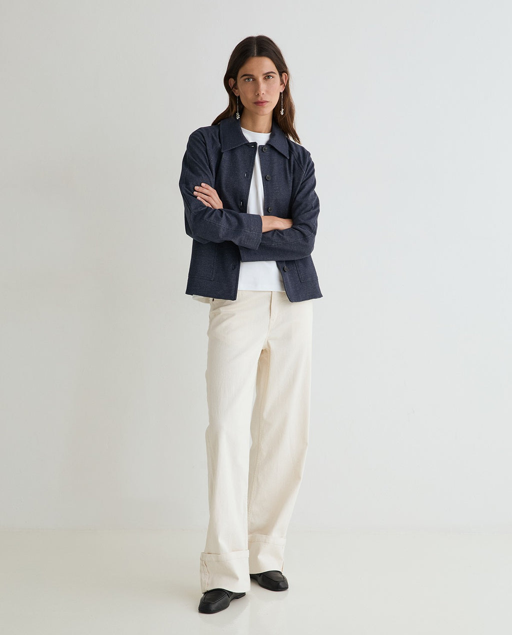 Yerse | Denim-Effect Short Jacket - Indigo