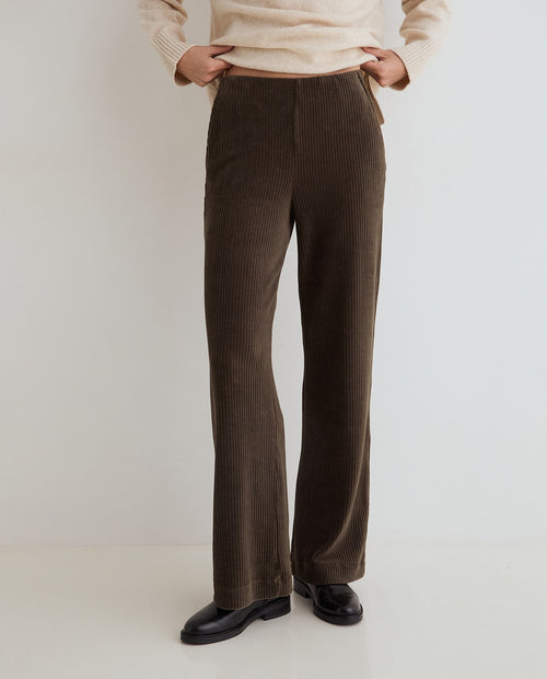 Yerse | Wide-Leg Corduroy Trousers - Khaki