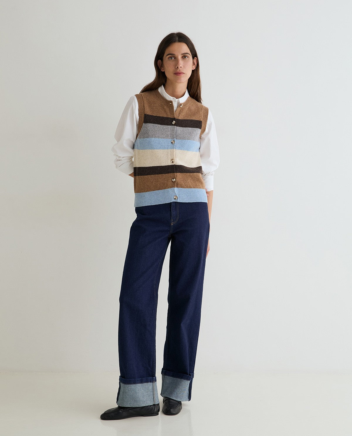 Yerse | Open Striped Vest