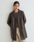 Yerse | Leather Midi Coat - Dark Brown