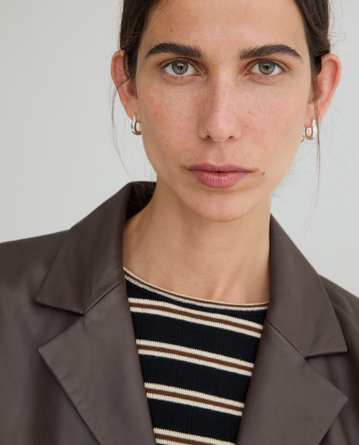 Yerse | Leather Midi Coat - Dark Brown